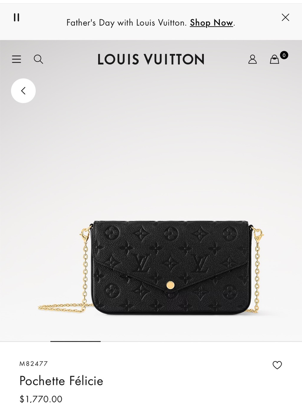 Louis Vuitton Black Pochette Félicie with Gold Chain - Picture 1 of 3